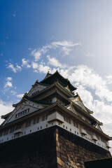 Osaka Castle, Osaka city, Japan, summer landscape vibrant view with a blue sky, Osakajo castle building, Kansai region, Osaka prefecture, travel to Japan
