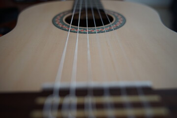 Fototapeta premium Acoustic guitar part lying horizontally