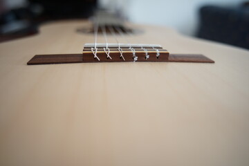 Acoustic guitar part lying horizontally