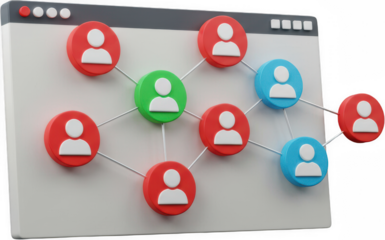 Online Social Network Connection Global Users Connected via Web Interface