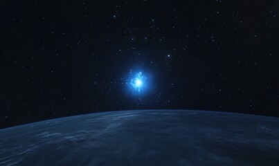 Planet, space, energy, explosion, night, sky, cosmic, blue, star, burst, background, science fiction, artwork