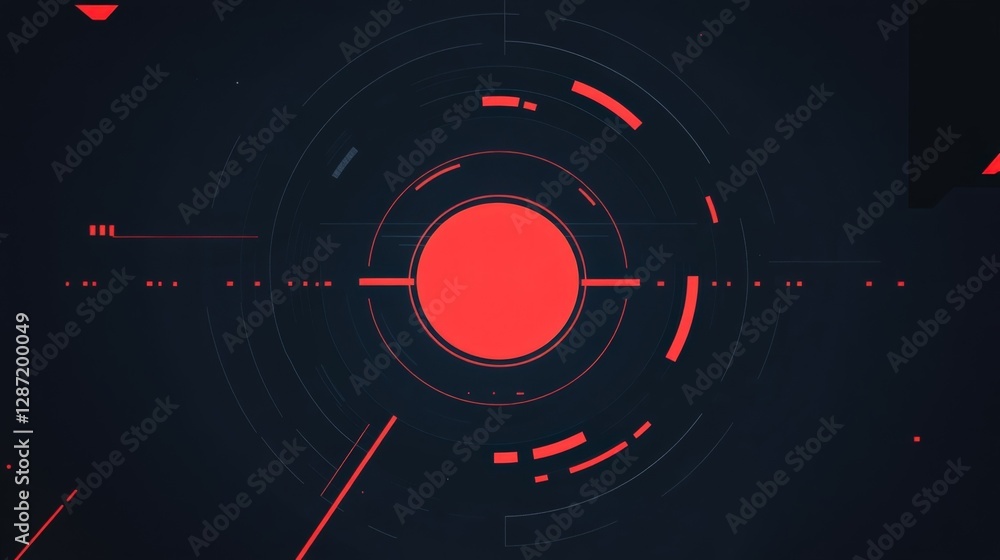 Poster futuristic red alert status light blinking rapidly, indicating a critical cyber security threat and 
