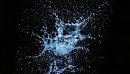 Clean blue water splash isolated on a black background