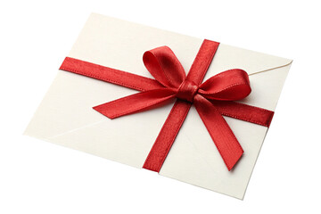 letter with red bow, isolated, transparent background, AI