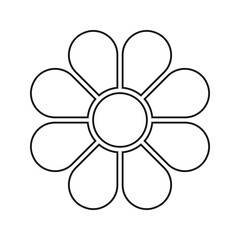 Daisy silhouette. Flower diagram with 8 petals. Floral pie chart divided on equal eight parts in leaf shapes isolated on white background. Layout for data presentation. Vector outline illustration.