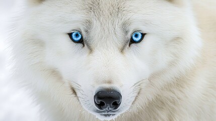 Obraz premium Arctic wolf close-up majestic portrait showcasing nature's beauty on a white background
