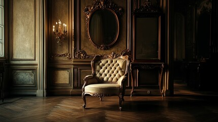 Elegant Antique Chair in Ornate Room Setting