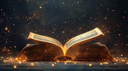 Continuous one line art drawing of open Quran Ramadan concept vector illustration