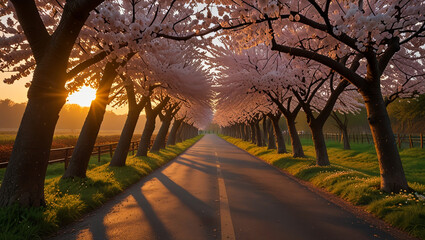 Fototapeta premium sunset in a beautiful garden