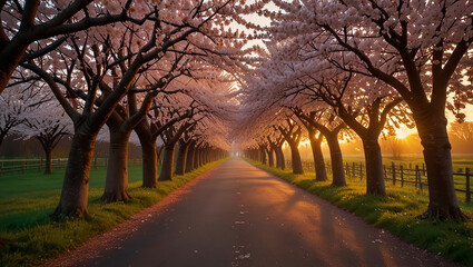 Fototapeta premium sunset in a beautiful garden
