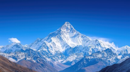 Obraz premium Snowy mountain landscape illustration in pastel blue hues