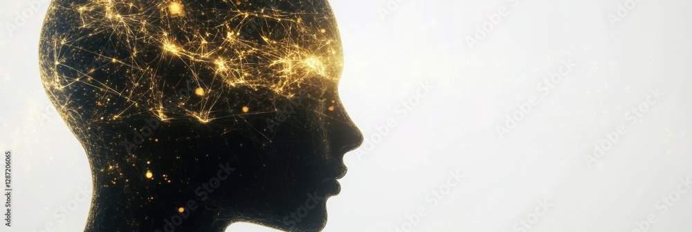Leinwandbilder exploration of artificial intelligence through a human head profile showcasing complex neural connec