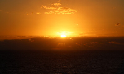 Orange sunrise near Limon Costa Rica