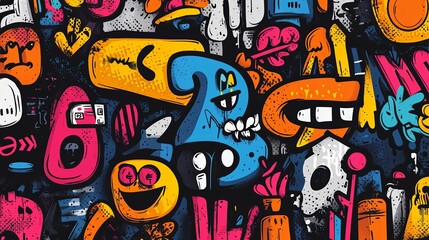 Fototapeta premium Vibrant Colorful Abstract Doodle Art Design