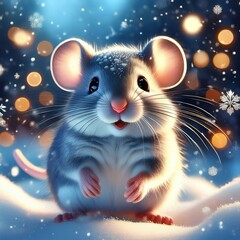 Niedliche kleine Maus in einer Winterlandschaft