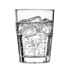 A Crystal Glass Filled with Sparkling Water Isolated on Transparent Background