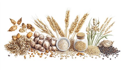 Fototapeta premium Exploring ancient grains and heritage crops a detailed look at nutritional diversity and agricultural practices