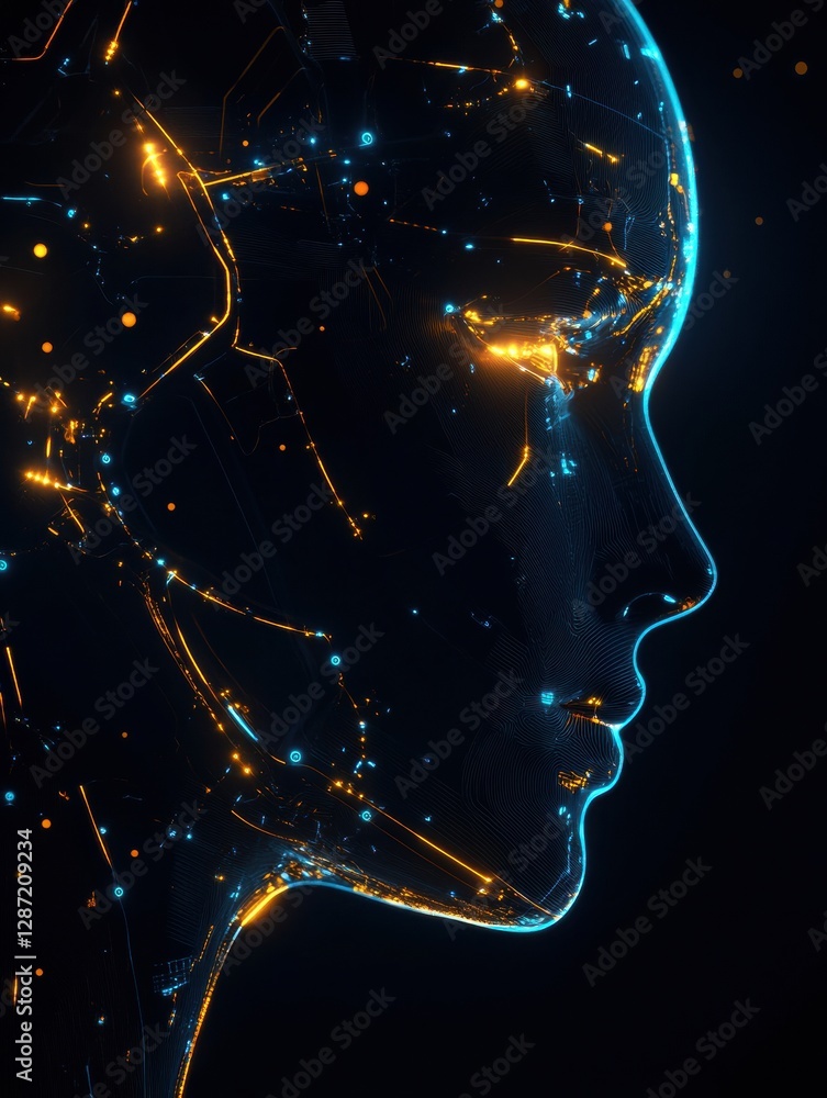 Poster complex neural connections and glowing synapses represent the evolution of artificial intelligence i