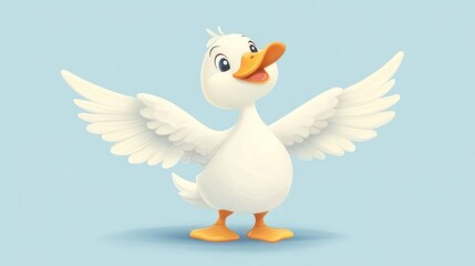 Obraz premium Happy cartoon duck spreads wings