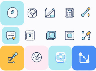 Fototapeta premium Flat Design Web Icons Pack with 15 Modern and Stylish Vector Icons. Perfect for UI/UX Projects