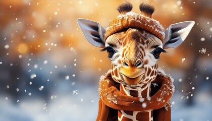 Fototapeta premium Giraffe in einer Winterlandschaft
