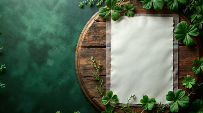 Blank menu for St. Patrick's Day mockup with space for text. Template with copy space.