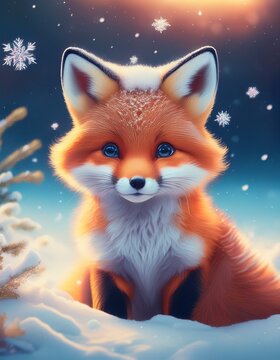 Niedlicher Rotfuchs in einer Winterlandschaft