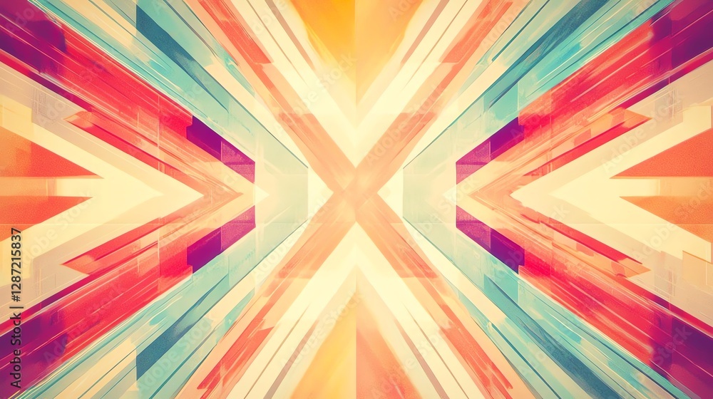 Poster vibrant abstract pattern with dynamic colors and geometric shapes in a modern design.