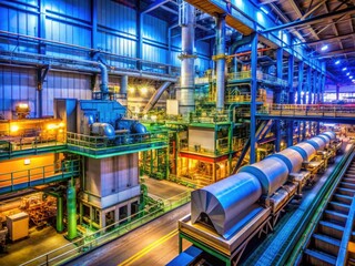 Fototapeta premium High-tech paper mill: precision coating creates premium industrial paper and cardboard.