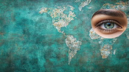 Eye Overlooking a World Map: A Symbol of Global Feminism and Realism in Artistry and Social Commentary