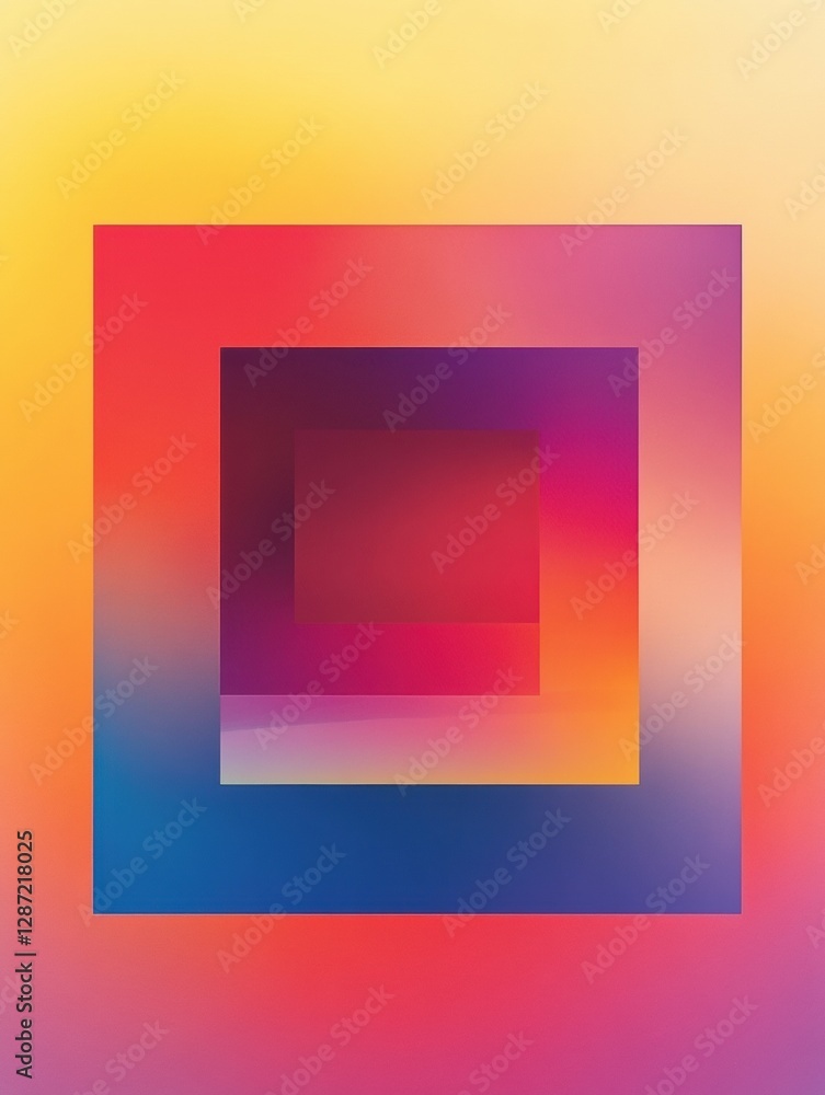 Poster Colorful geometric layers create a vibrant abstract design with gradients radiating from center outward. Generative AI