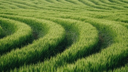 Serene Green Wheat Field: A Pastoral Landscape