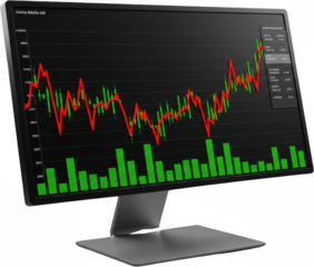 Stock Market Data Red Downtrend Line Chart on Computer Screen Displaying Financial Investment Losses