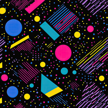 Vibrant 70's, 80's and 90's Vintage Abstract Background
