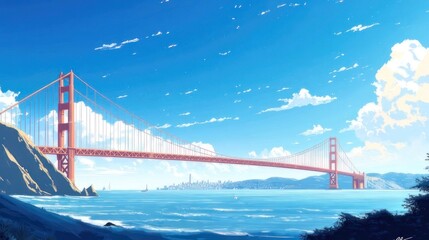 Obraz premium Golden Gate Bridge, Sunny San Francisco Bay