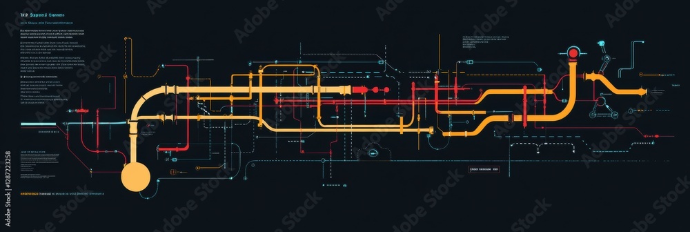 Aufkleber gas pipeline flow infographic illustrating locations and connections in a minimalist style. generati