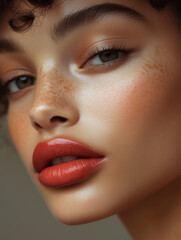Naklejka premium model with glowing skin wearing a lipstick