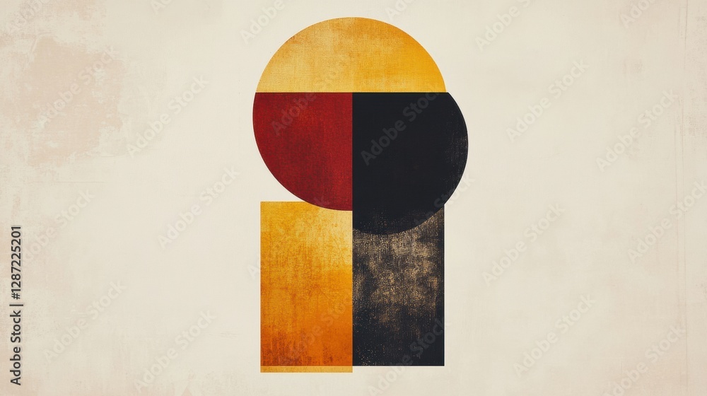 Leinwandbilder abstract geometric composition featuring bold colors and shapes on a textured background in a modern
