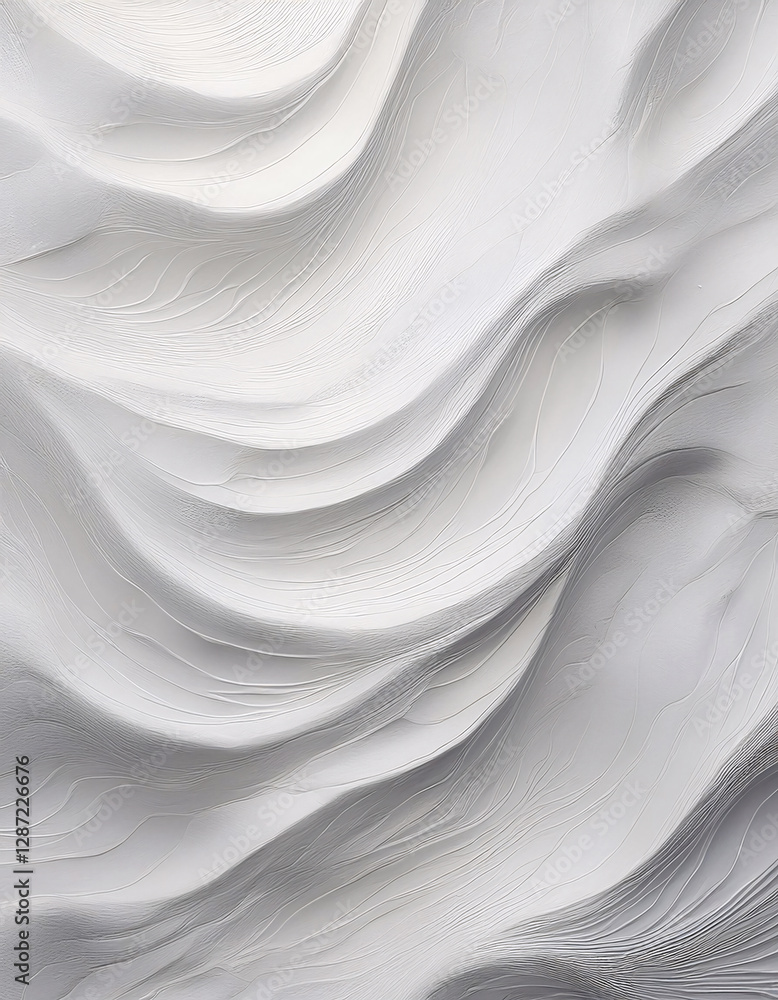 Poster abstract white layered waves create a mesmerizing, fluid texture, resembling topographic maps or san