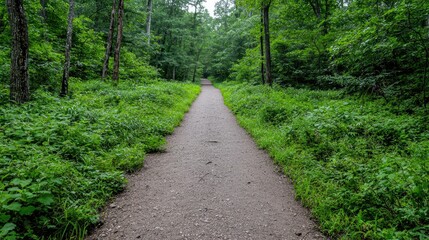 Obraz premium Forest Trail Path Through Lush Green Trees