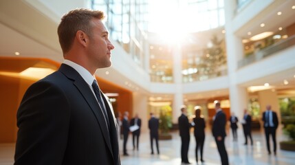 Professionals collaborate and brainstorm ideas in a modern office environment