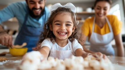 Joyful baking moments with family in a cozy kitchen