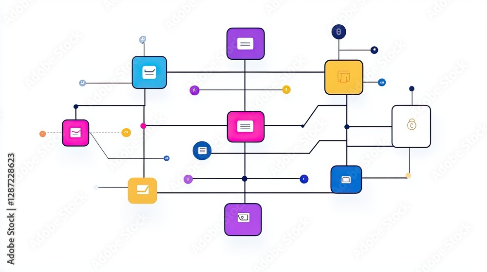 Poster a colorful diagram illustrating the interconnection of various elements
