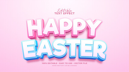  Editable easter day text effect, cute 3d text style effect