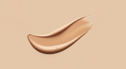 Fototapeta premium Smooth beige makeup smear on neutral background for cosmetics branding and design