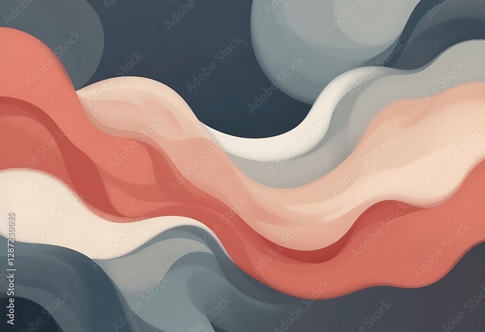 Poster abstract composition of layered and wavy colorful graphic elements
