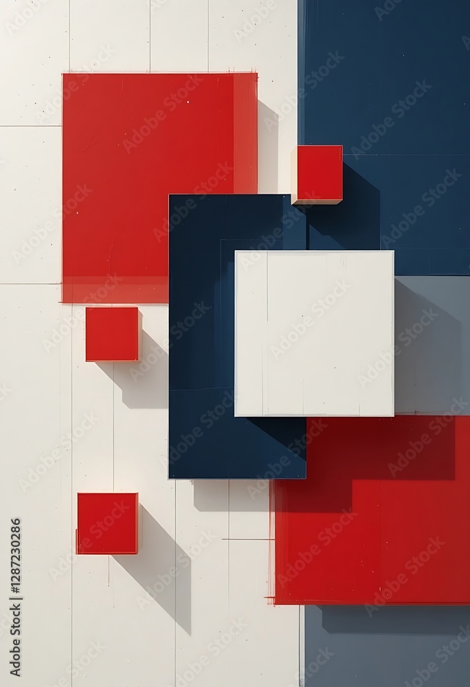Aufkleber the abstract composition shows colored squares overlapping on the surface