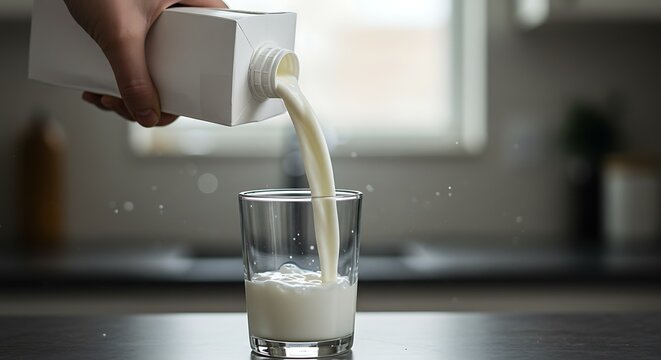 Pouring milk into a glass - Freshness and purity - Food photography for healthy living