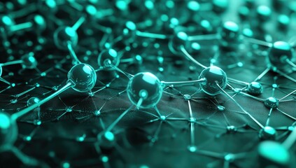 Turquoise network of interconnected molecules in a complex structure