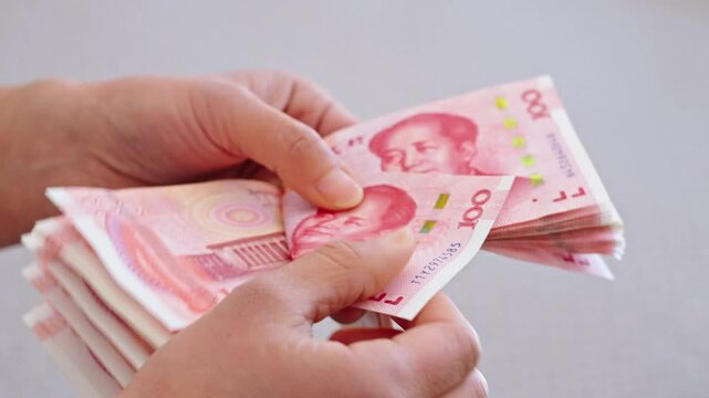 RMB banknotes Chinese yuan money,count money